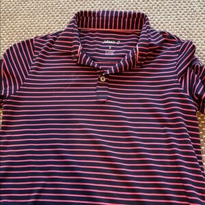 johnnie-O Navy and Pink Striped Polo